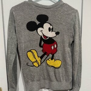Gray Sweater with Mickey Mouse Character Design